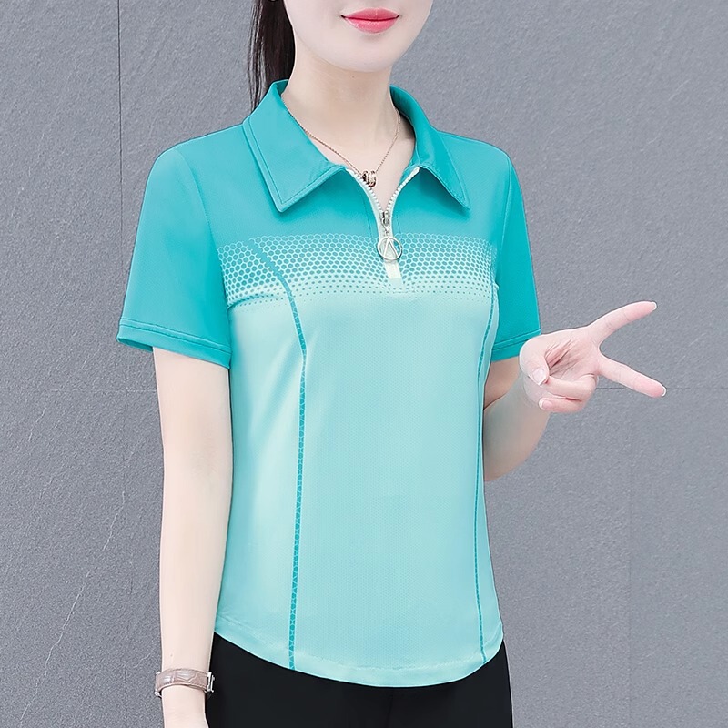 冰丝短袖t恤女夏季2025新款女士宽松薄款透气体恤衫速干休闲上衣|undefined