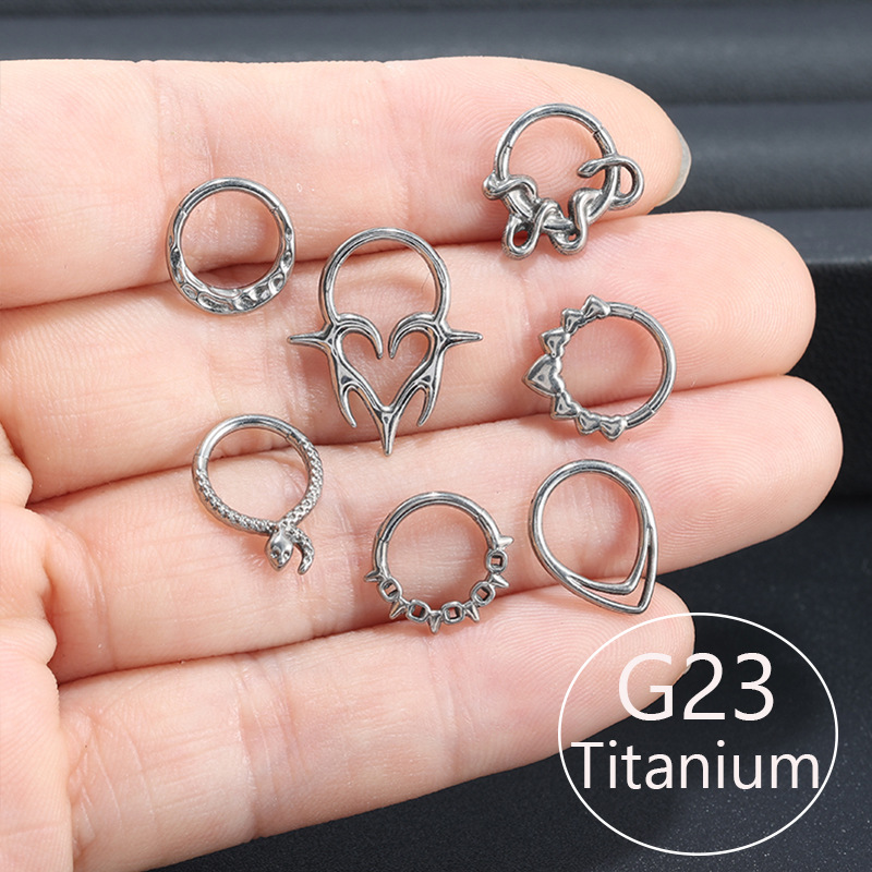 1 Piece G23 Titanium Spider Snake Moon Versatile Irregular-Shaped Nose Ring Lip Ring Body Piercing Jewelry Wholesale detail image 8
