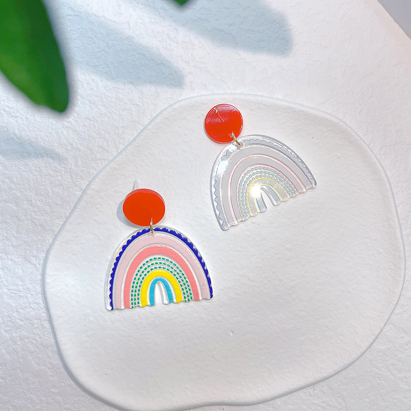 1 Pair Sweet Rainbow Arylic Womenu0027S Drop Earrings