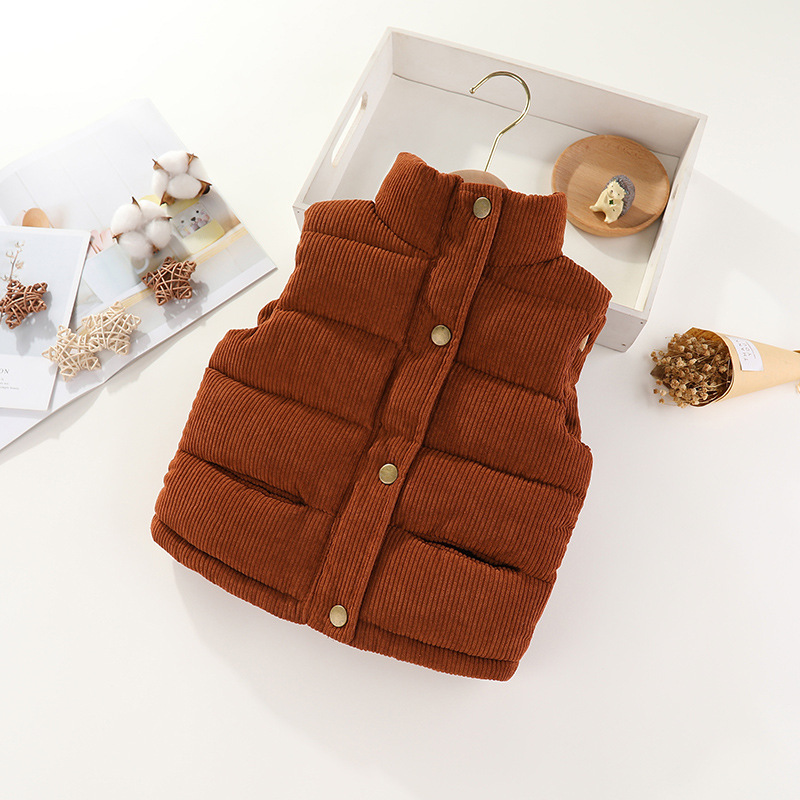 Chaleco para niños y niñas engrosado cálido desgaste exterior PANA Otoño e Invierno Chaleco de algodón bebé torre exterior chaleco