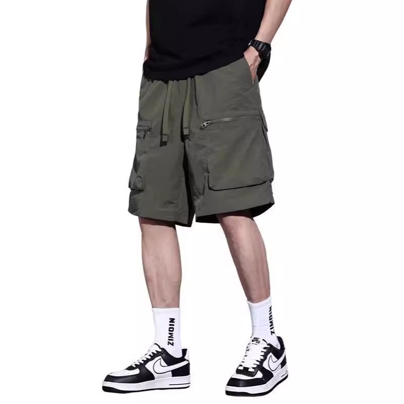 Shawn Yue, pantalones cortos de trabajo, pantalones cortos de seda de hielo de cinco puntos de estilo fino de verano para hombres, sueltos y transpirables