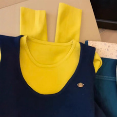 .2025早秋新款女装设计感撞色背心针织衫气质百搭显瘦款毛衣二件