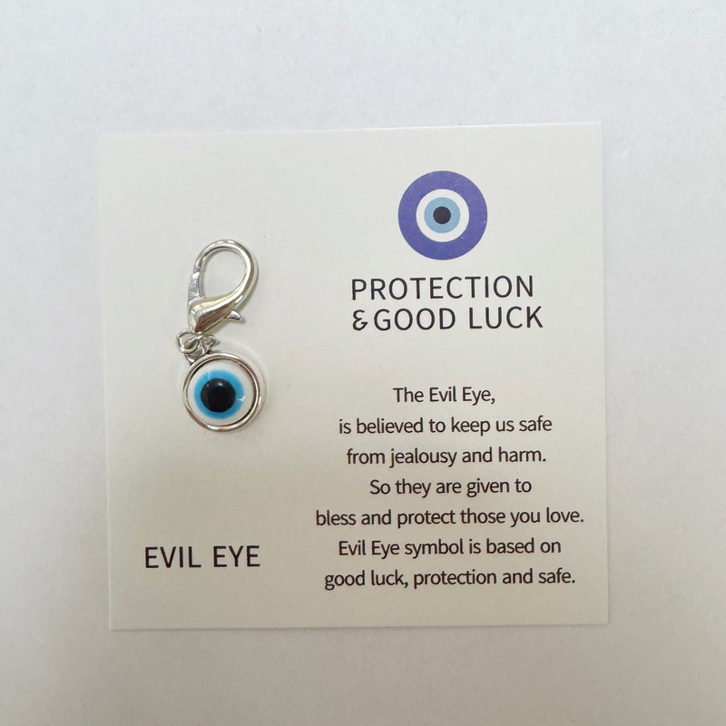 跨境新款PROTECTION GOOD LUCK好运卡贺卡蓝色邪恶之眼钥匙扣挂件|undefined