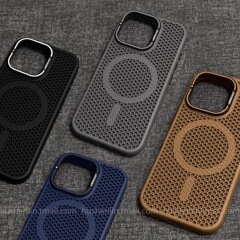 マグセーフ磁気ハニカム放熱適用iPhone16promax額縁サポートアップル14携帯ケース15