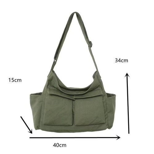 Vintage Workwear Style Ladies Single Shoulder Crossbody Canvas Bag Street Fashion Large Capacity Literary Leisure Bag