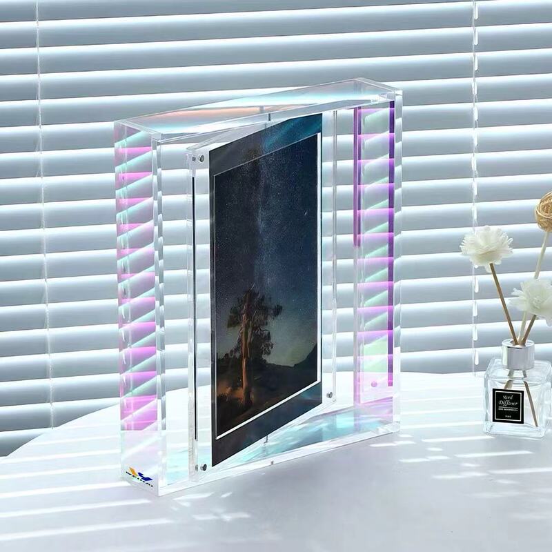 Acrylic Photo Frame Empty Frame Double-Sided Rotatable Desktop Table Accessible Luxury Colorful Square Picture Frame