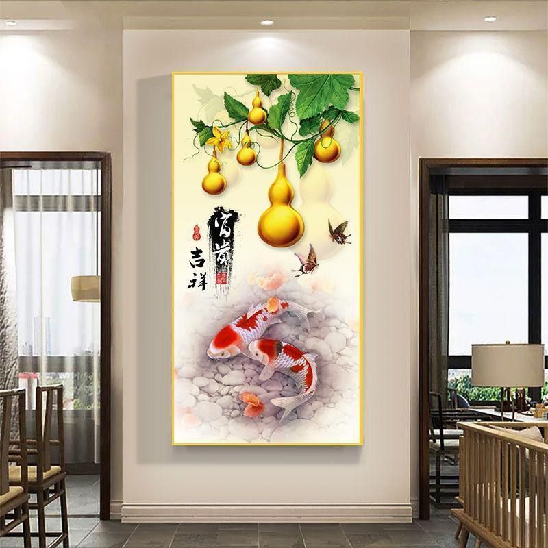 玄关装饰画自粘招财进宝高档贴画现代轻奢黄金满地五福临门发财树|undefined