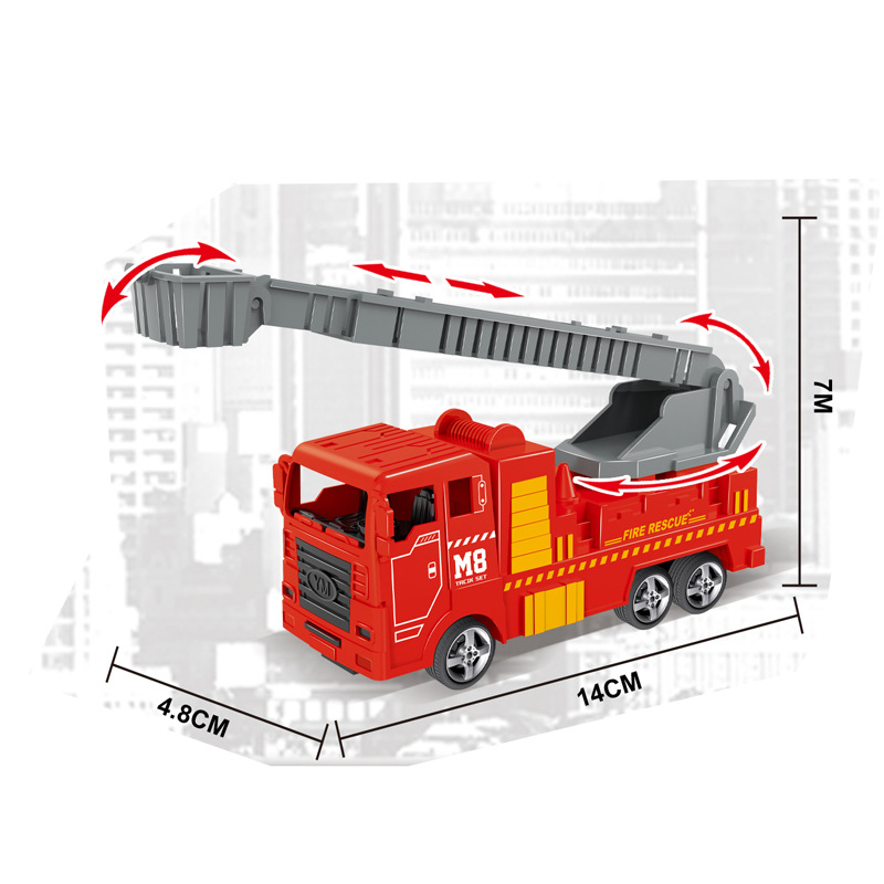 Camión de bomberos de juguete para niños, mini camión con escalera, helicóptero de bomberos, vehículo de juguete con rociador de agua, regalo al por mayor