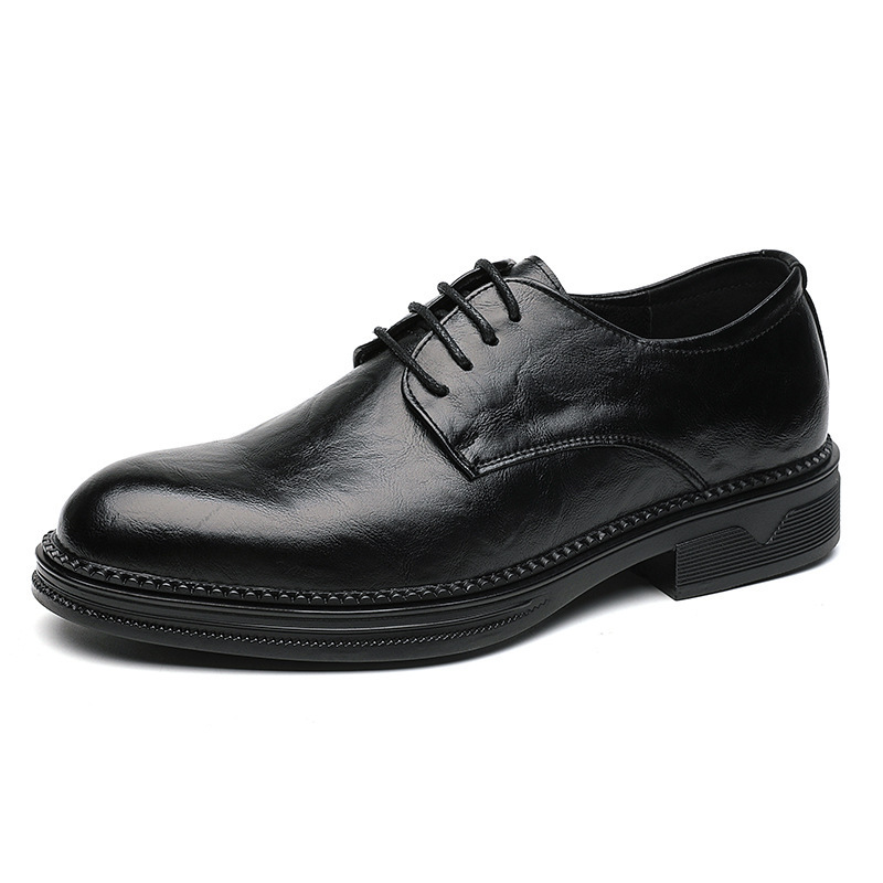 Zapatos de cuero para hombres 2025 primavera y otoño ropa formal de negocios de hombre zapatos de derby casuales zapatos de cuero de altura baja británicos