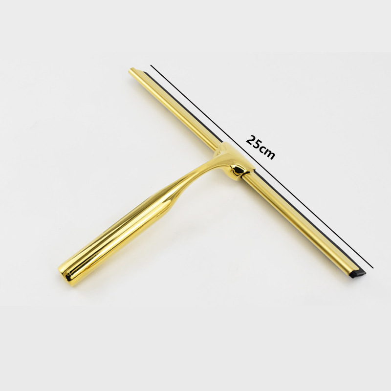 Raspador de vidrio de acero inoxidable, limpiador de vidrio para baño de aleación de zinc dorado, limpiador de ventanas, limpiador de vidrio de silicona. image 8