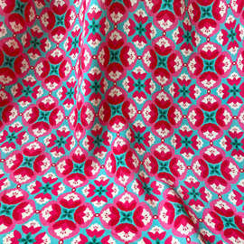 红菱格锦棉面料新中式数码印花布料民族风旗袍连衣裙上衣汉服面料