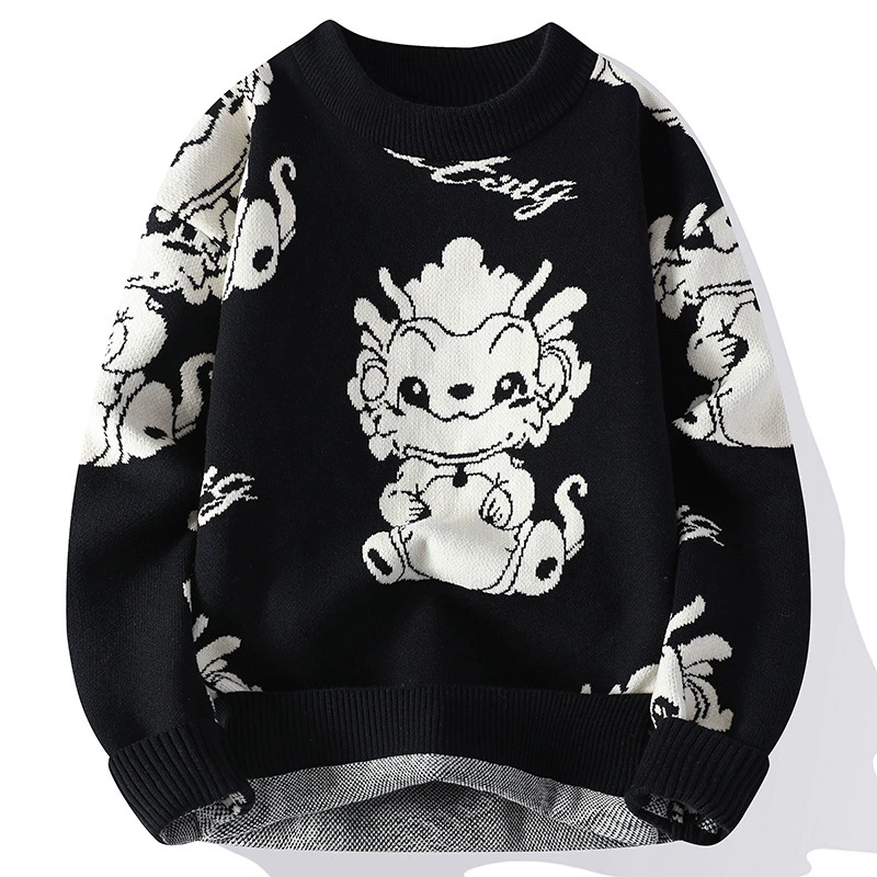 Birthday charm, knitted trend travel base body-friendly sweater, print, men's style