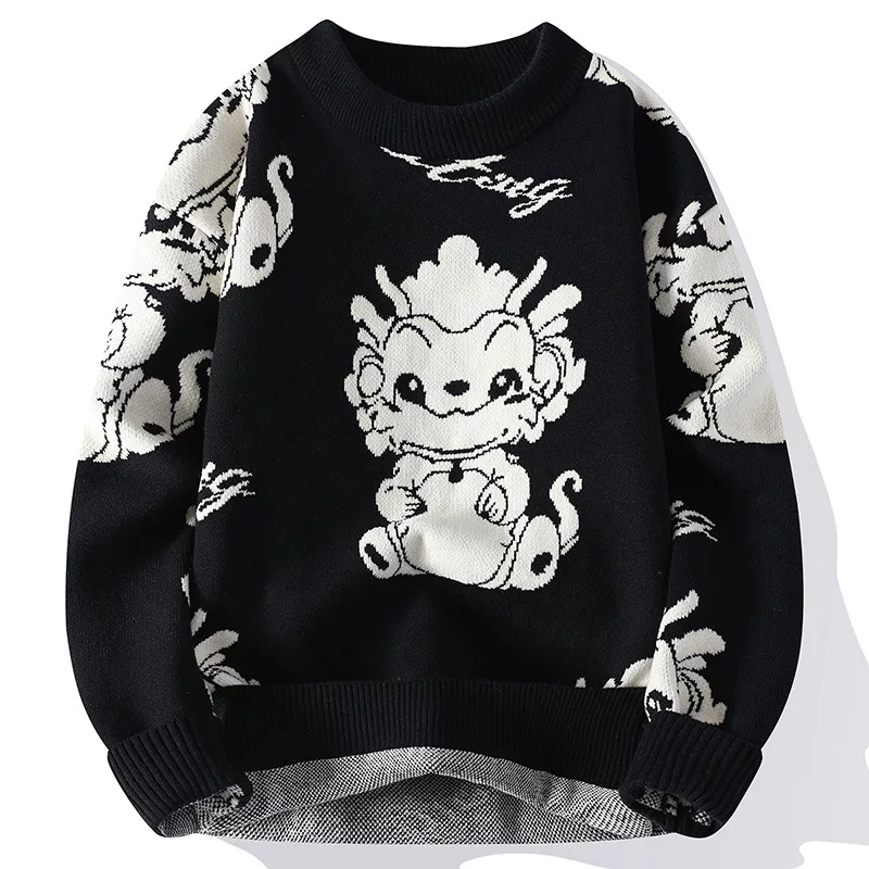 Birthday charm, knitted trend travel base body-friendly sweater, print, men's style