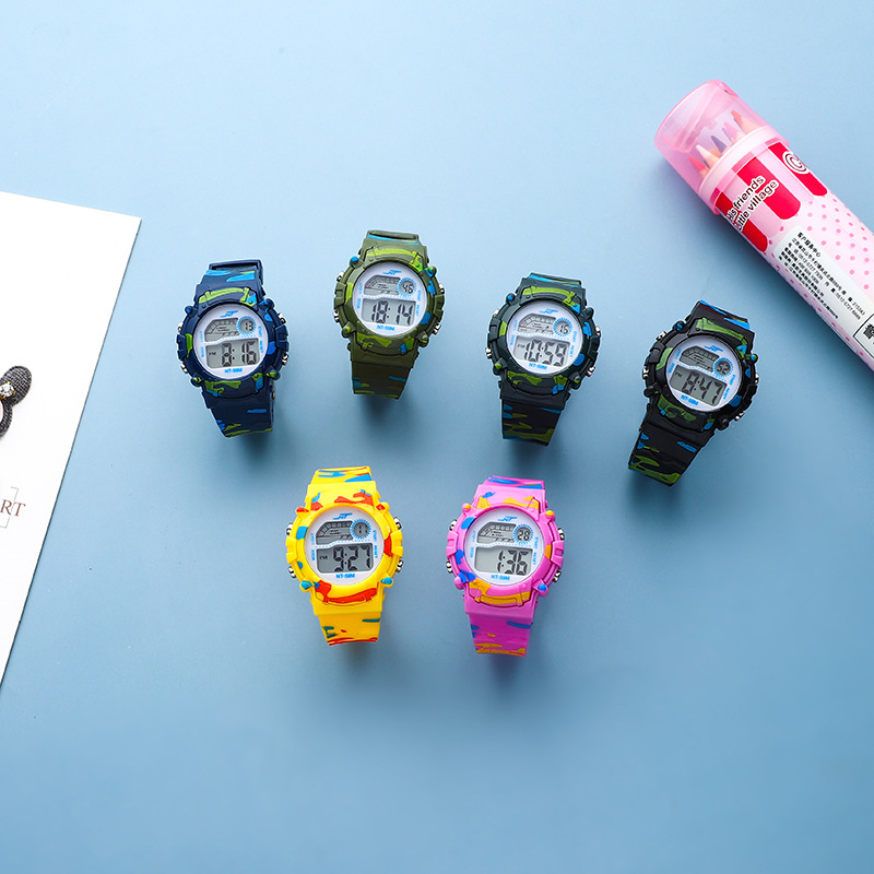 Camouflage LED electronic watch children...