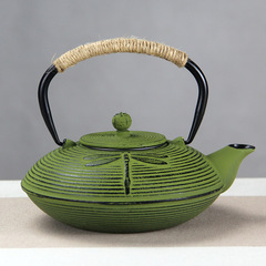 800ml綠色鐵瓶跨境款琺瑯釉鑄鐵壺燒水煮茶泡茶手工茶壺水壺茶具