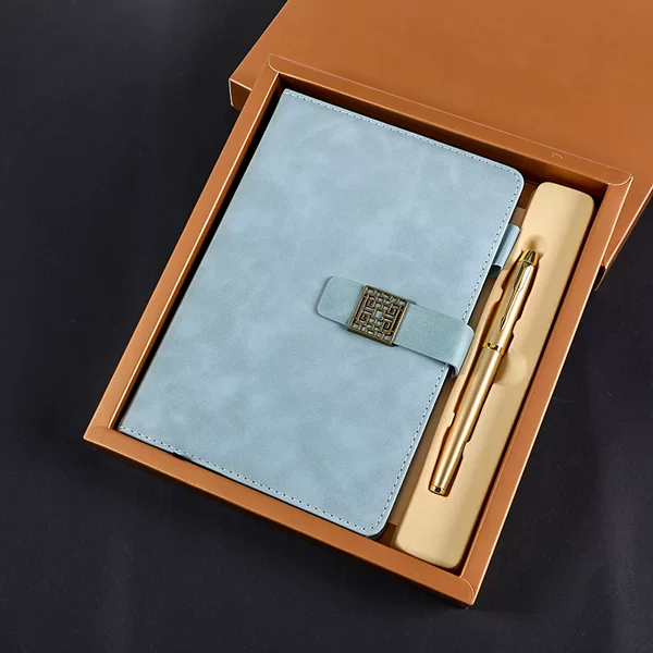 New business thickened notebook office set metal signature pen printed logo gift commemorative gel pen wholesale