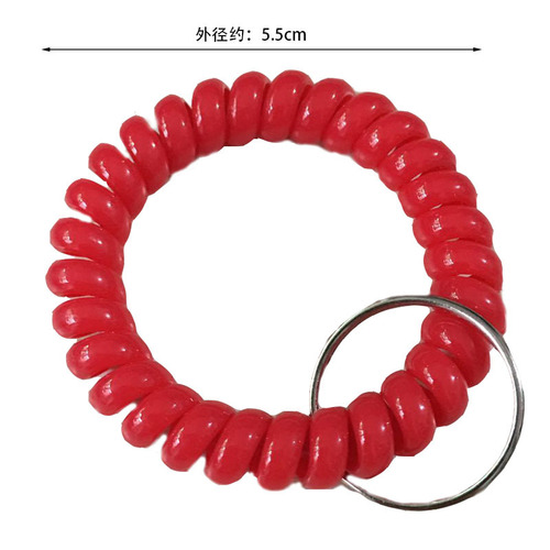 Plastic spring bracelet, solid color large wide mouth bracelet, telephone line key ring, number plate storage bracelet