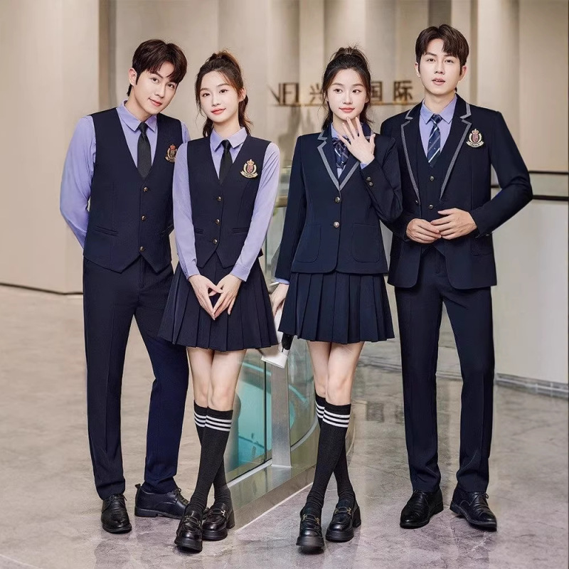 Academy-Style Suit Set for Men and Women, Spring and Autumn Student School Uniform, Jk Uniform, Pleated Skirt, Teacher and Kindergarten Teacher Vest Workwear