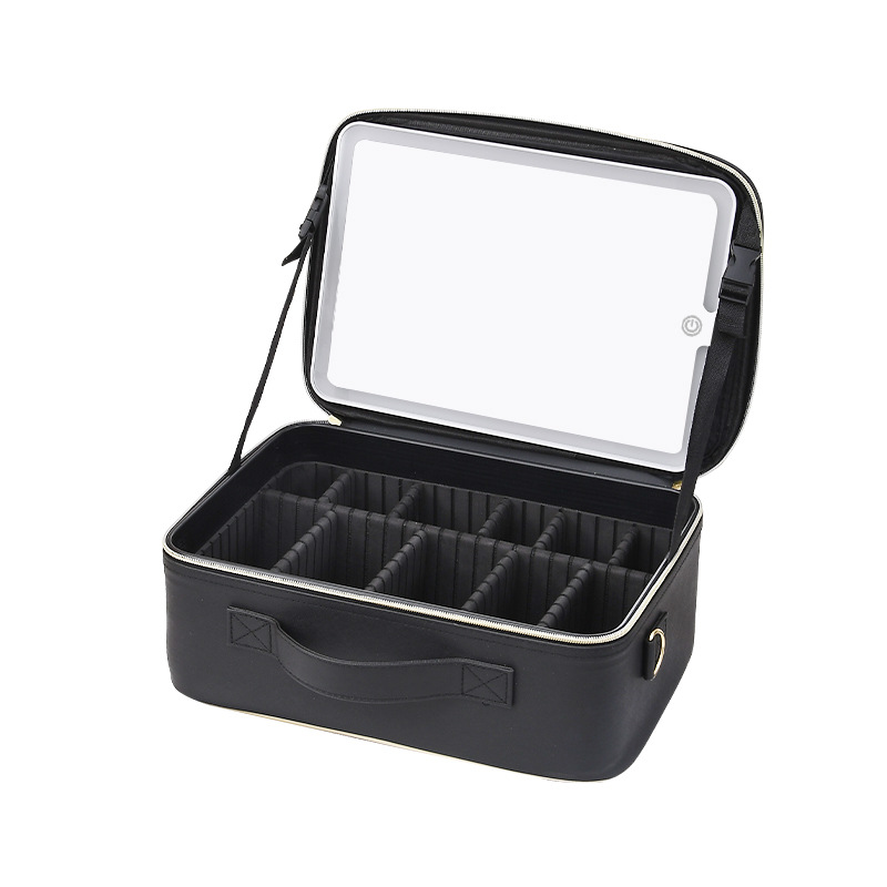 Bolsa de cosméticos para mujeres 2023 nueva caja de almacenamiento de espejo cosmético maleta de alta calidad portátil integrada de gran capacidad con luz LED