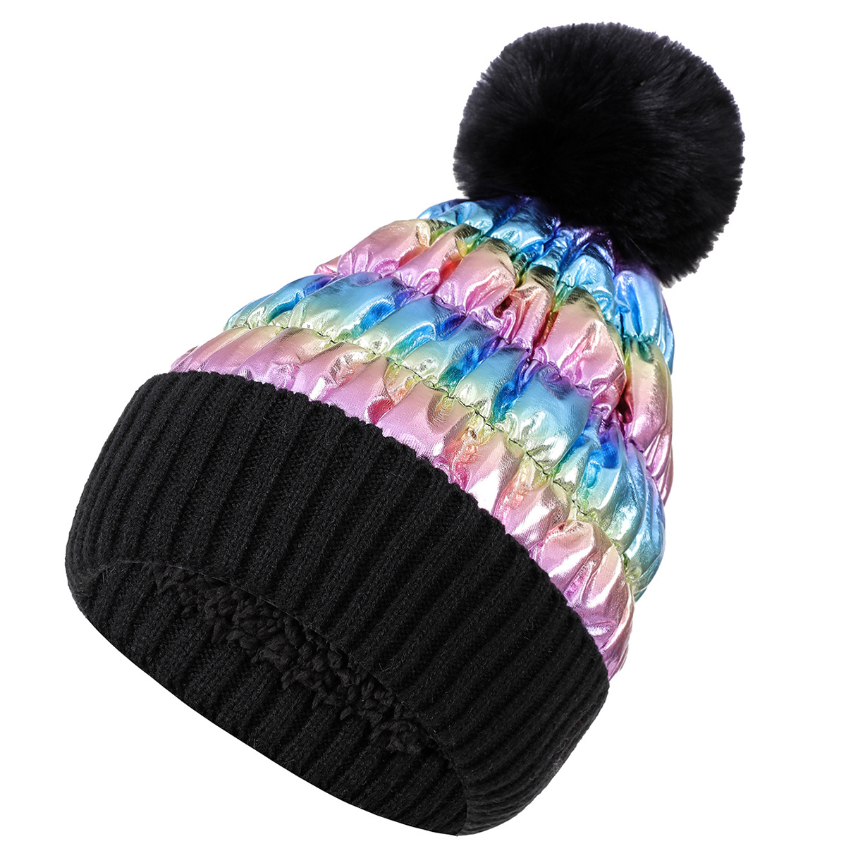 Nuevo Otoño e Invierno Nuevo terciopelo engrosado caliente pullover sombrero colorido metal láser de todas las mujeres moda punto sombrero