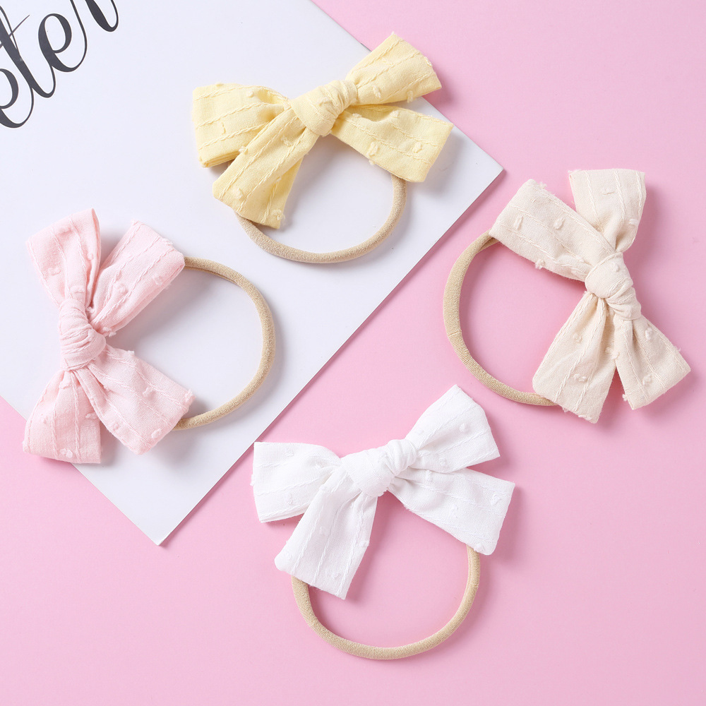 Baby Headwear Soft Nylon Jacquard Bow Polka Dot Kids Hair Accessories display picture 2