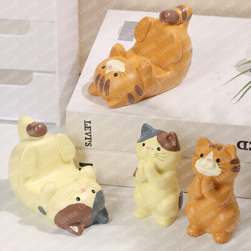 猫型スマホスタンド メガネスタンド 高級感 ニッチな装飾品 レジン工芸品 クリエイティブな置物|undefined