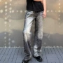 宽松美式直筒水洗牛仔裤