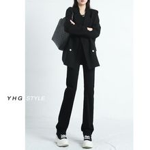 黑色时尚牛仔裤女2025春秋新款韩版高腰烟管裤显瘦窄版直筒长裤子