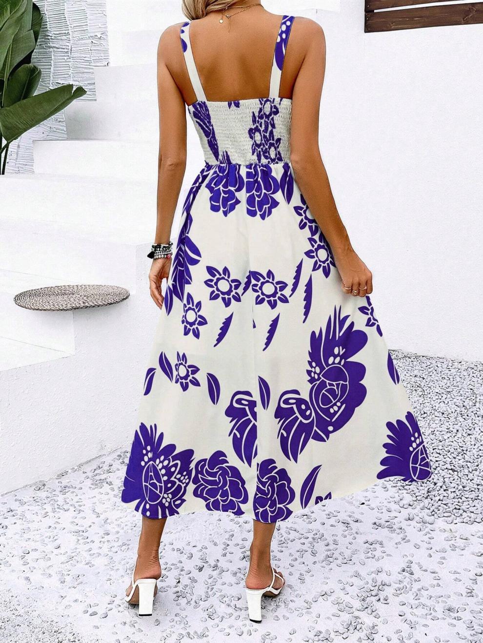 227g Weight Midi Dress Dress Length Type Sleeveless Sleeve Length Strap Dress Dresses Type Sleeveless Sleeve Type Polyester Fabric Type Elastic Waist Waist Line Holiday Occasion Strap Neckline Regular Fit Fit Type Flower Pattern Summer Season Women's Gender Streetwear Style Wholesale Women's Streetwear Flower Holiday Strap Sleeveless Strap Dress 16