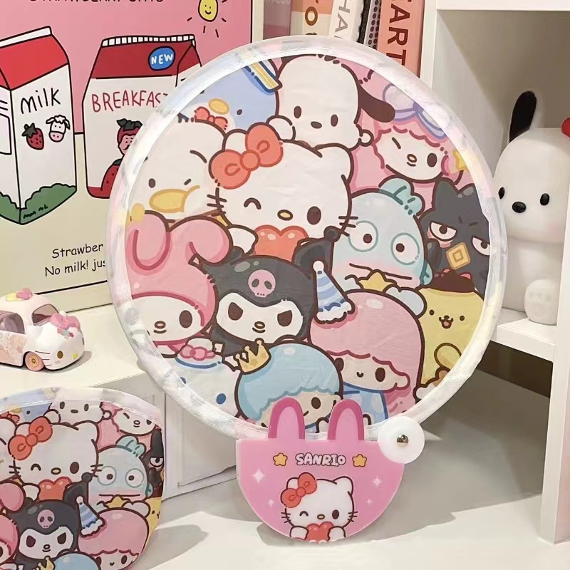 Ventilador de grupo plegable con reflector, abanico de grupo de dibujos animados, abanico de grupo lindo de verano, abanico de selfie de dibujos animados Xiaoxin