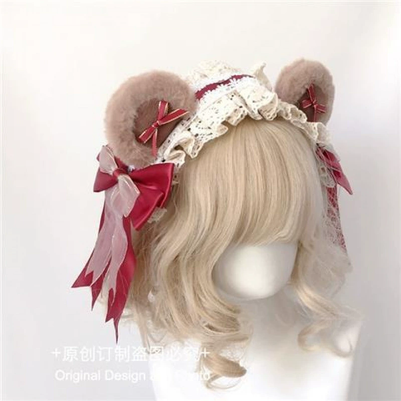 Hair accessory pearl, headband with bow, Lolita style, DIY