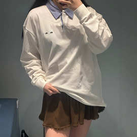 26春新款南油高定Miu简约休闲百搭格纹翻领贴布绣短款衬衫+半裙棉