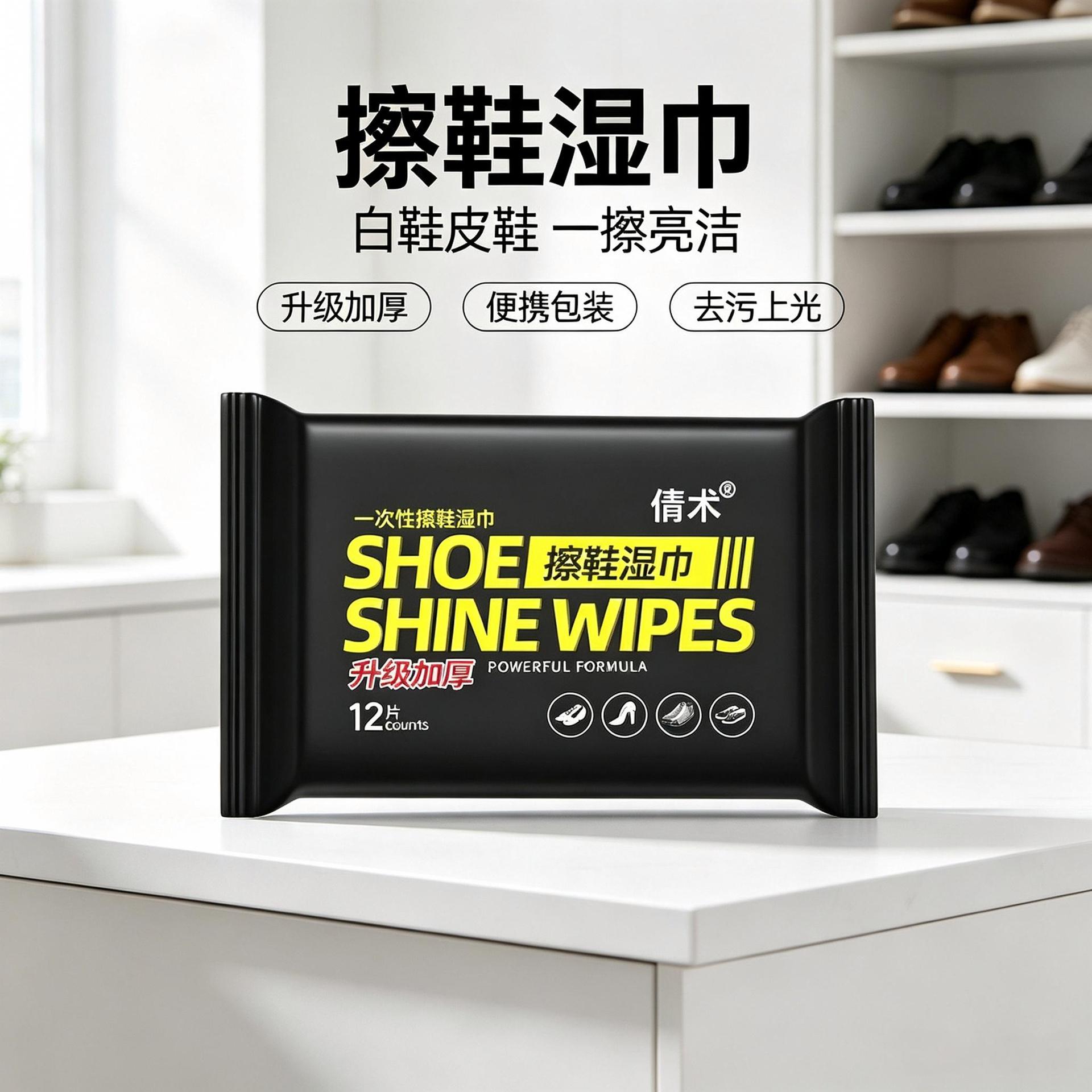 Mini portable shoe wipes, a convenient stain remover and cleaner for white shoes, disposable and no-rinse shoe cleaning wipes