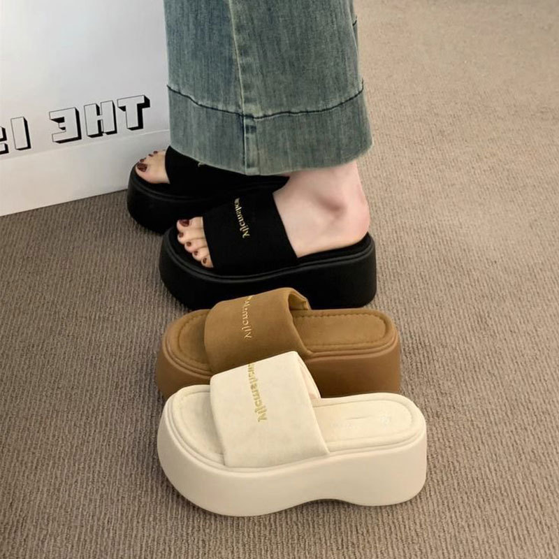 2026 Summer New Style Ultra-High Heel Slippers for Women, Outdoor Platform Thick-Soled Height-Increasing Slide Sandals, Popular Style for Petite Individuals