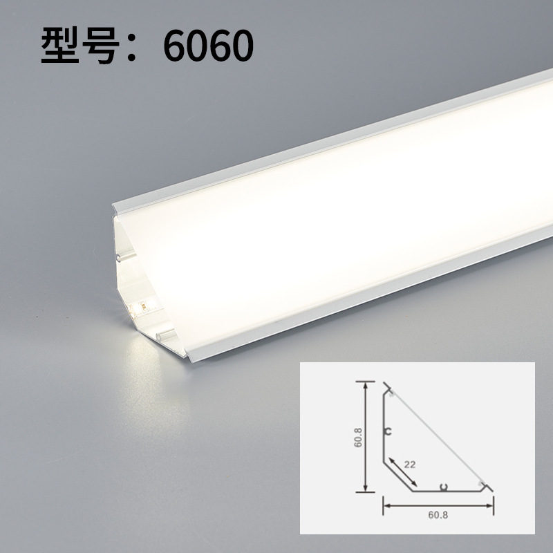 Sin ranurado, sin techo, sin techo, línea de ángulo superior, luz de línea de yeso, luz de línea de yeso, luz de perfil de aluminio con fuente de luz