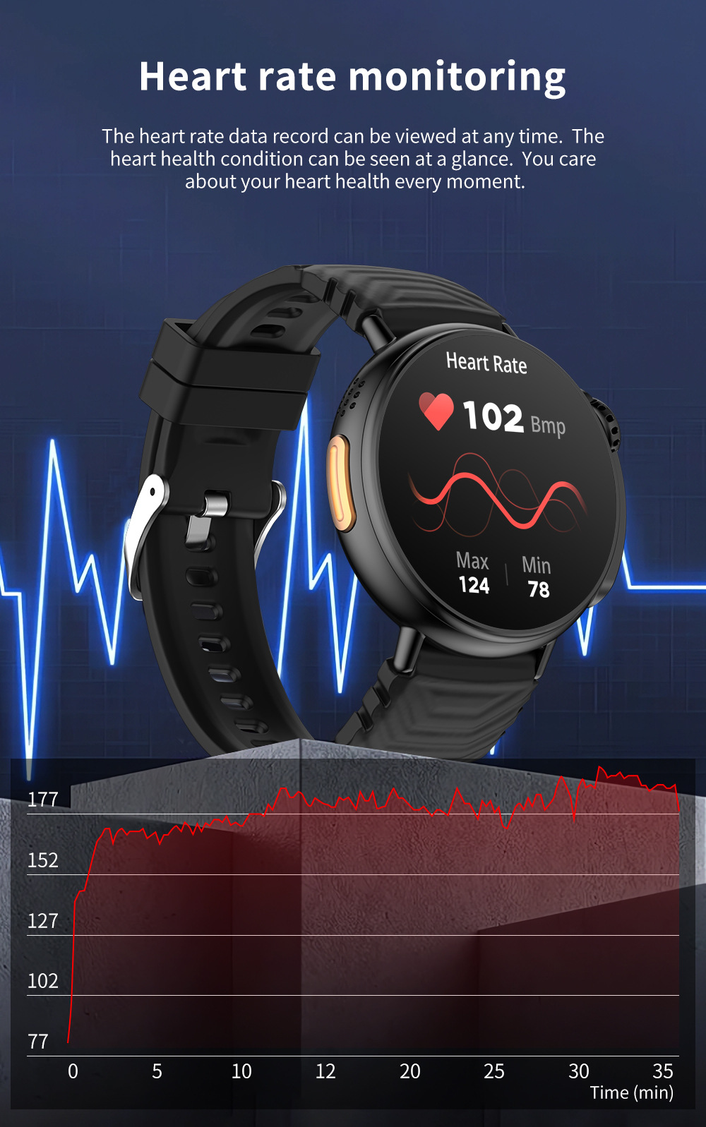 Reloj inteligente GT88, pantalla grande de 1,52 pulgadas, Bluetooth, llamada, música_voghion.com