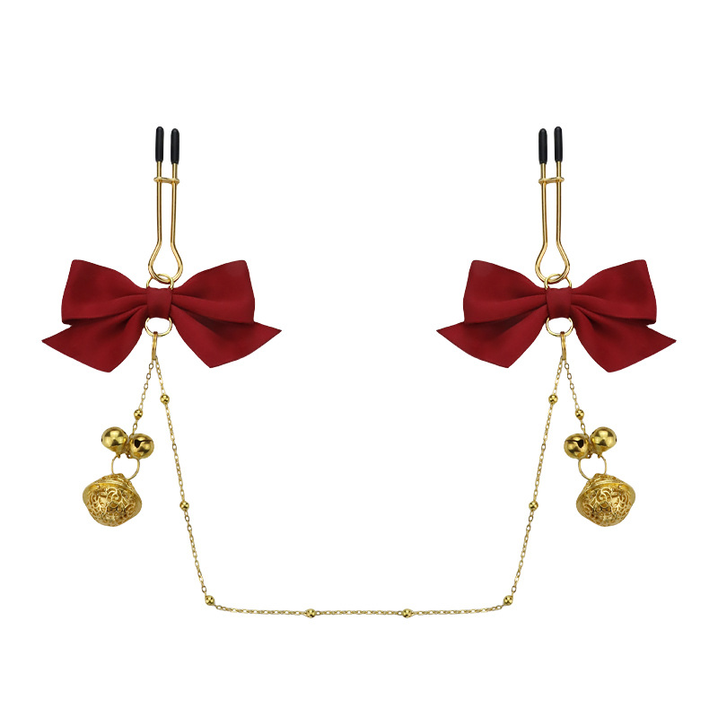 可调节蝴蝶结铃铛乳夹乳房头sm道具玩具女用成人情趣用品一件代发