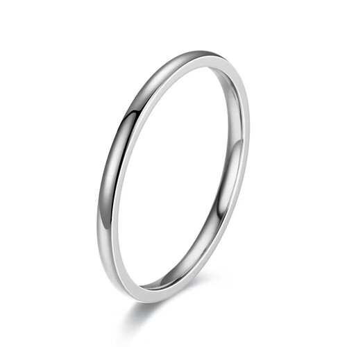 Custom Engraved Letter Titanium Steel Ring for Women with 2mm Curved Design, 18k Gold Color Band Gift