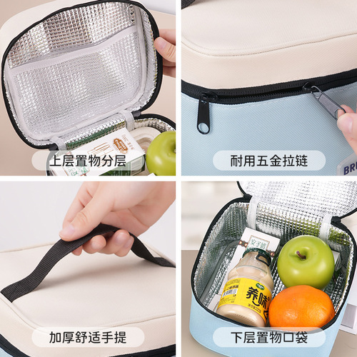 New Dopamine Small Square Meal Bag with Colorful Stylish Preservation Ice Bag for Outdoor Picnic, Office Lunch with Insulation