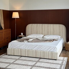 現代のシンプルな寂風布芸ベッド寝室の二人1.8メートルは、主なベッドを解体して一人1.5メートルの結婚ベッドを洗うことができる