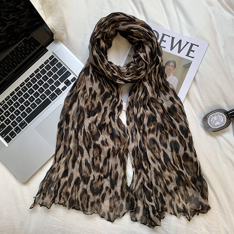 Challas de punto de alta sensación de otoño y invierno 2025 nueva personalidad de moda leopardo Bali bufandas bufandas al por mayor