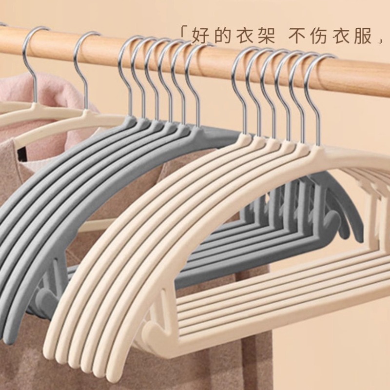 植绒衣架家用挂衣整理师专用防滑无痕防肩角晾衣服撑子半圆加厚架|undefined