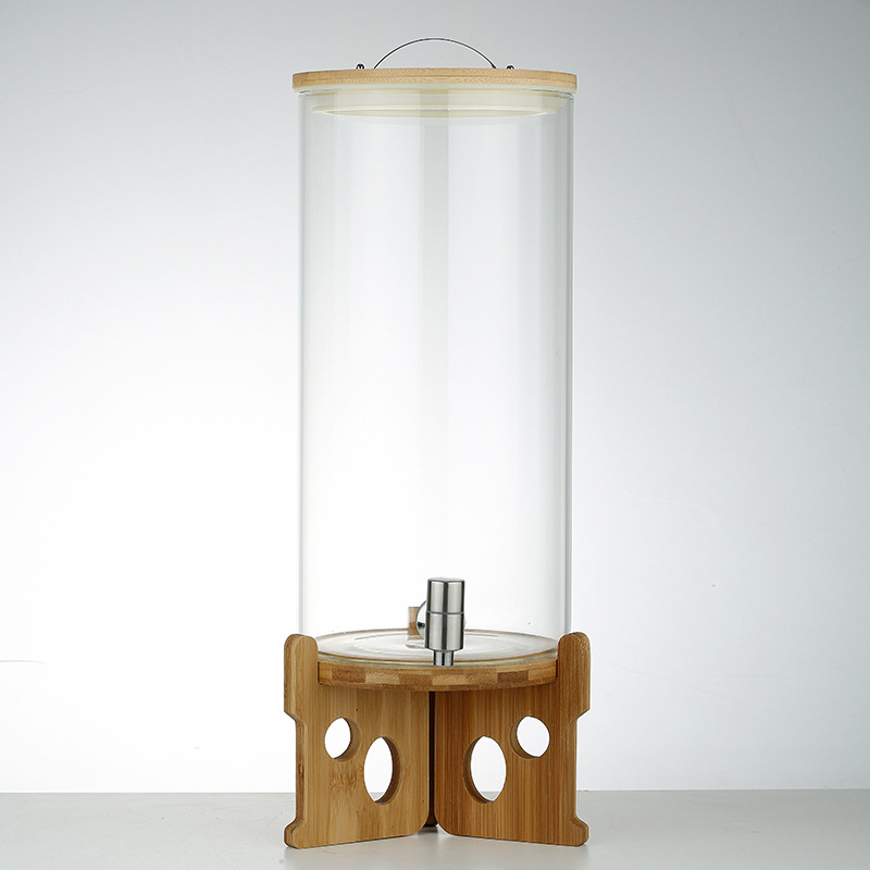 Gran capacidad de vidrio de borosilicato comercial de autoservicio de cola Cubo de jugo de limón hogar tanque de agua fría con grifo Cubo de vino