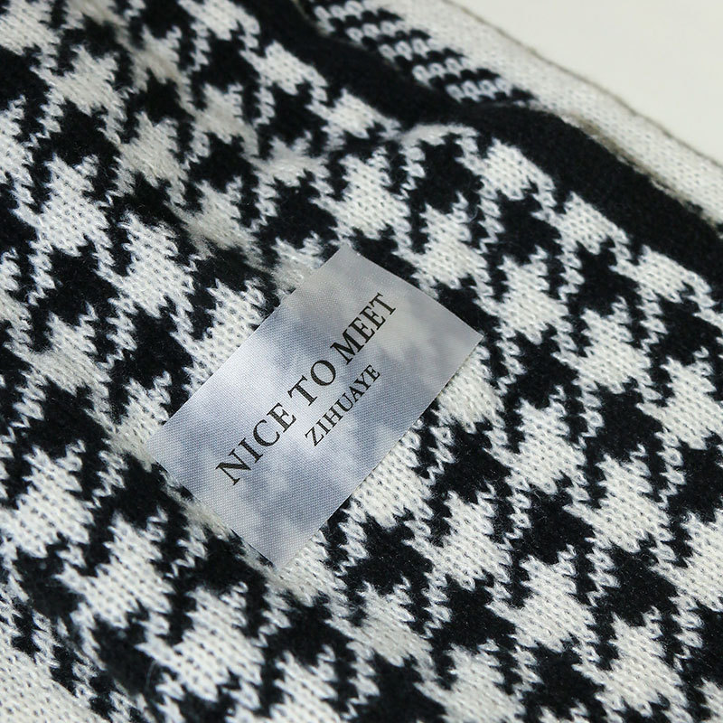 Sciarpa a griglia Qianniao da donna, inverno 2023, nuova coppia di studenti coreani versatili, lavorata a maglia, collo caldo_voghion.com