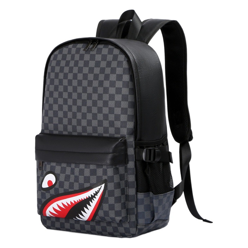 Mochila hombres marca de moda europea y americana moda Plaid mochila de viaje de moda todos los partidos de cuero niños mochila bolso de la computadora