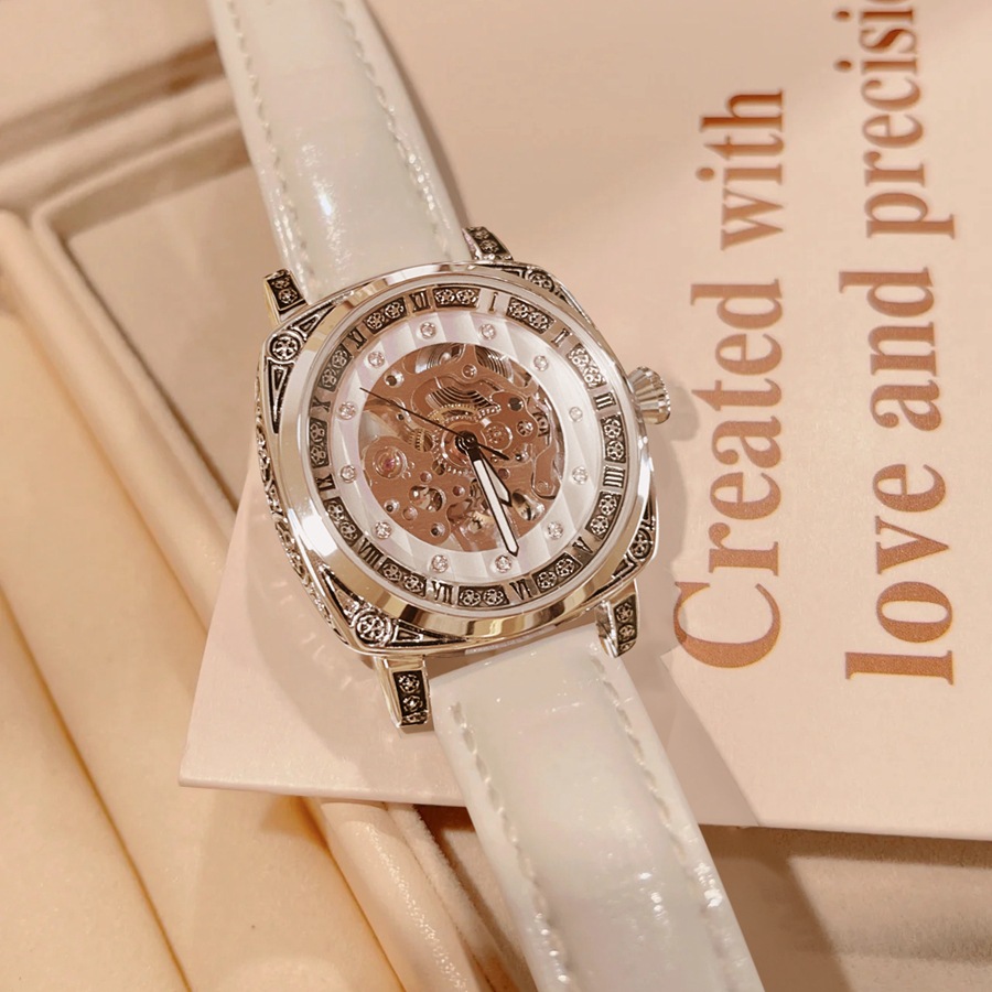 Daybird New Model Fully Automatic Mechanical Watch with High-End Carved Diamond Inlay and Hollow Design for Women