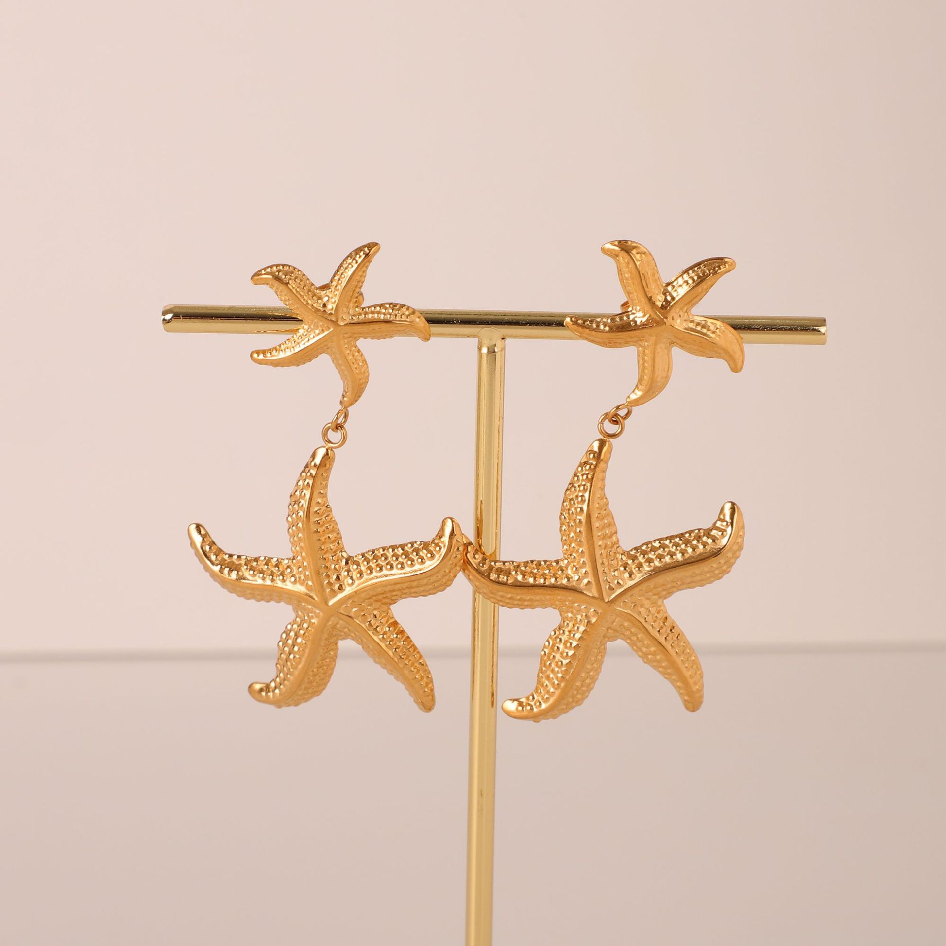 Casual, Holiday, Shopping Occasion 1 Pair Elegant Starfish Plating Stainless Steel 18k Gold Plated Drop Earrings