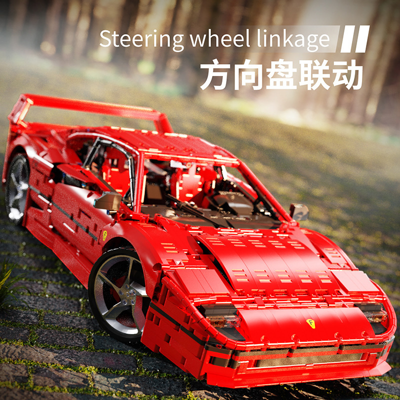 Ángulo pequeño X001 	 Coche deportivo F40 1:8, coche retro para adultos, modelo de ensamblaje de alta dificultad, bloques de construcción de juguete, venta al por mayor