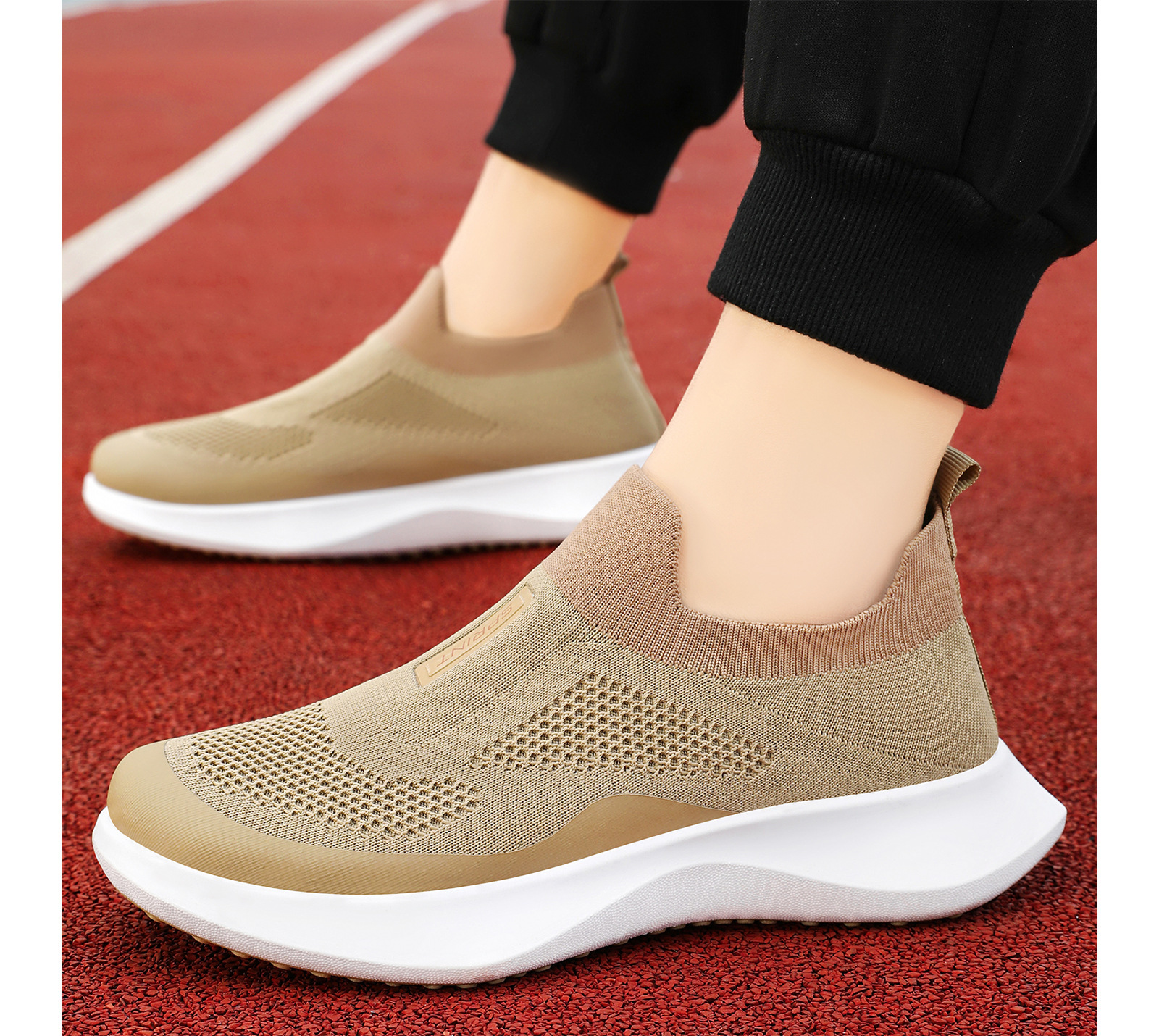 Men's Slip-On Walking Shoes Lightweight Breathable Knit Loafers Comfortable Casual Work Shoes For Men_vogvips.com