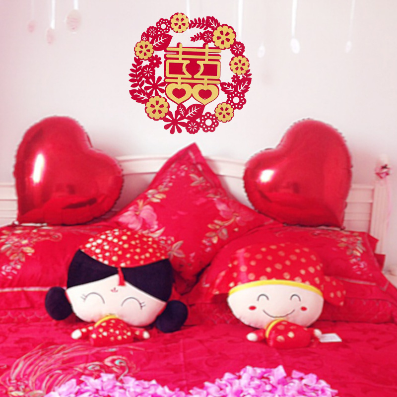 40#喜字結婚婚房裝飾貼紙婚慶用品門貼婚禮專用布置喜字貼批發